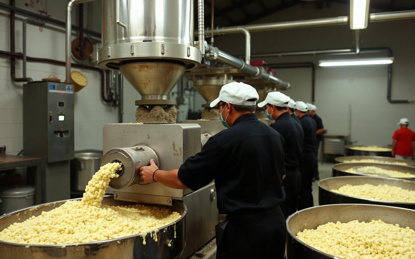 Molino procesando masa de maíz
